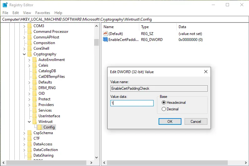 WinTrust RegEdit 02